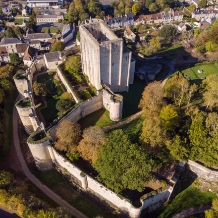 vue aérienne drone du donjon de Loches