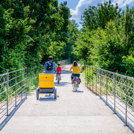 famille à vélo sur la Voie Verte
